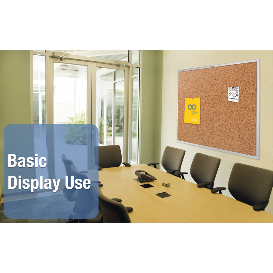 Quartet Classic Series Bulletin Board - 36" Height x 48" Width - Brown Natural Cork Surface - Heavy-gauge, Self-healing, Heavy Duty - Silver Aluminum Frame - 1 Each - 