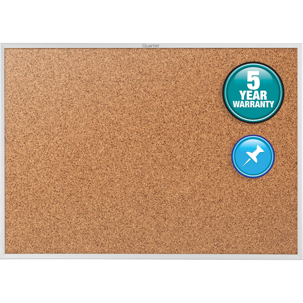 Quartet Classic Series Bulletin Board - 48" Height x 72" Width - Brown Natural Cork Surface - Heavy-gauge, Self-healing, Heavy Duty - Silver Aluminum Frame - 1 Each