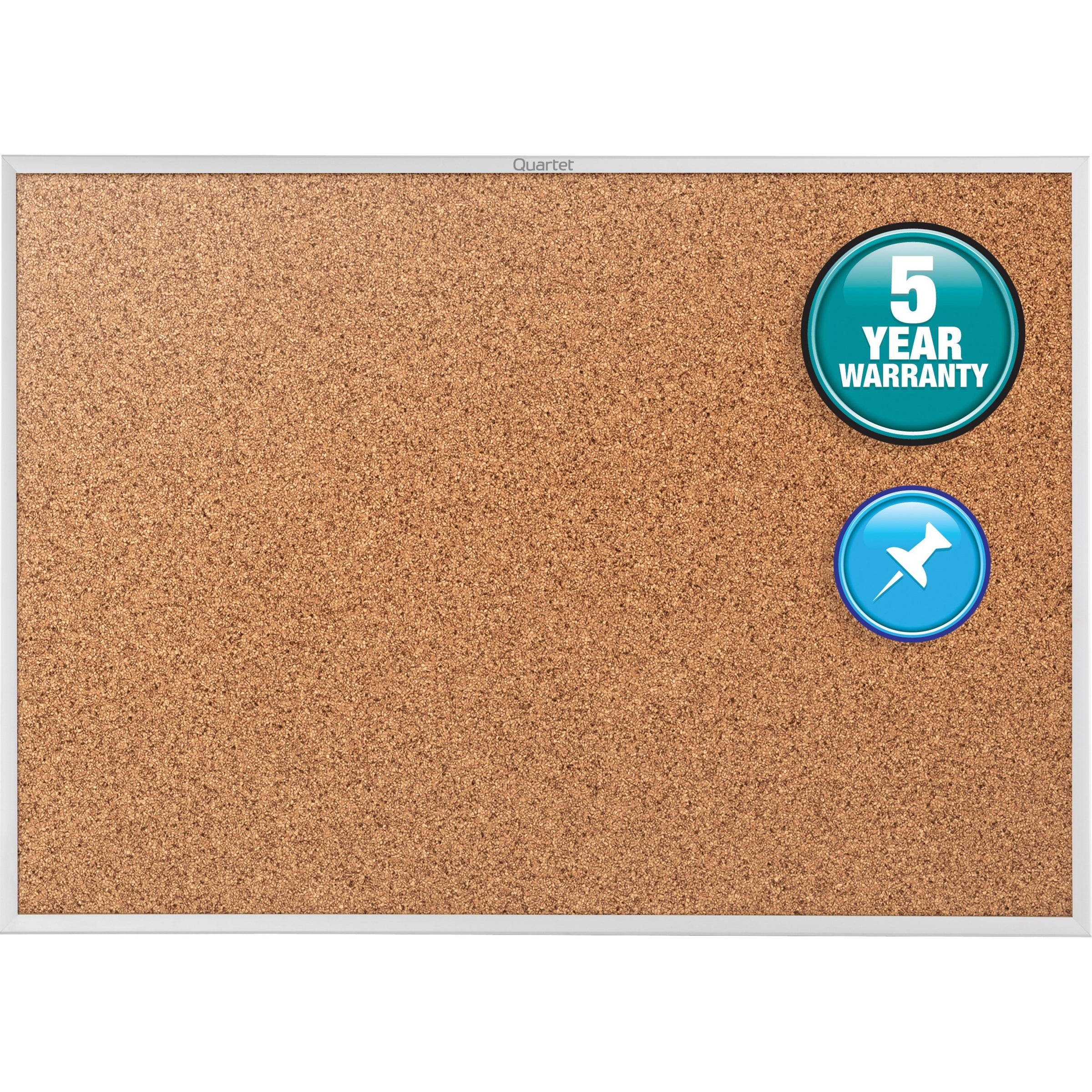 Quartet Classic Series Bulletin Board - 48" Height x 72" Width - Brown Natural Cork Surface - Heavy-gauge, Self-healing, Heavy Duty - Silver Aluminum Frame - 1 Each
