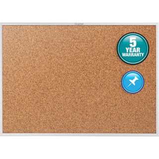 Quartet Classic Series Bulletin Board - 48" Height x 72" Width - Brown Natural Cork Surface - Heavy-gauge, Self-healing, Heavy Duty - Silver Aluminum Frame - 1 Each