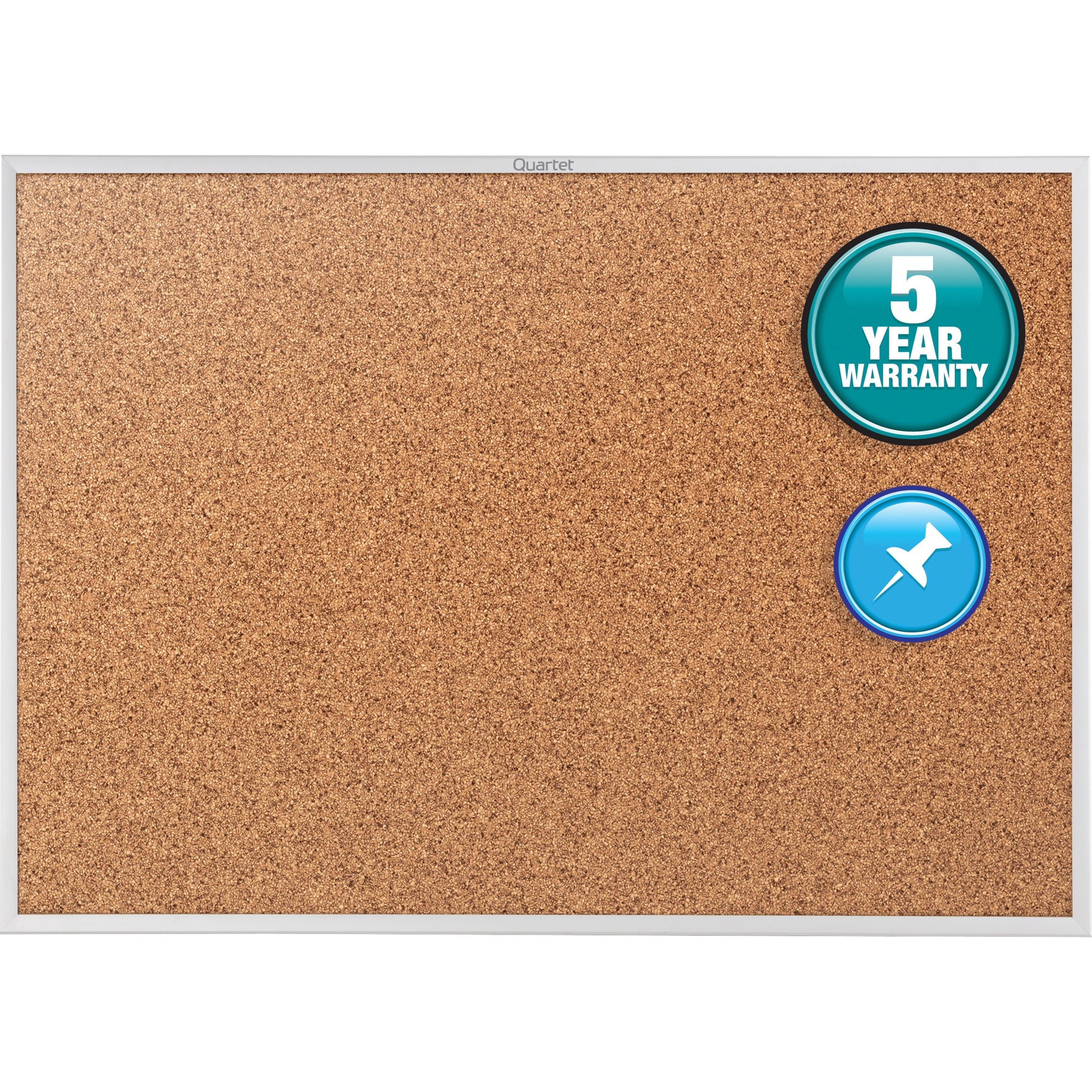 Quartet Classic Series Bulletin Board - 48" Height x 72" Width - Brown Natural Cork Surface - Heavy-gauge, Self-healing, Heavy Duty - Silver Aluminum Frame - 1 Each