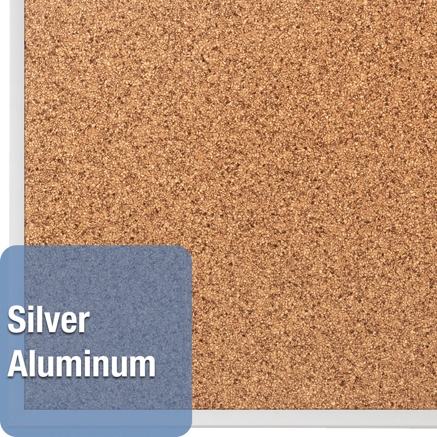 Quartet Classic Series Bulletin Board - 48" Height x 72" Width - Brown Natural Cork Surface - Heavy-gauge, Self-healing, Heavy Duty - Silver Aluminum Frame - 1 Each