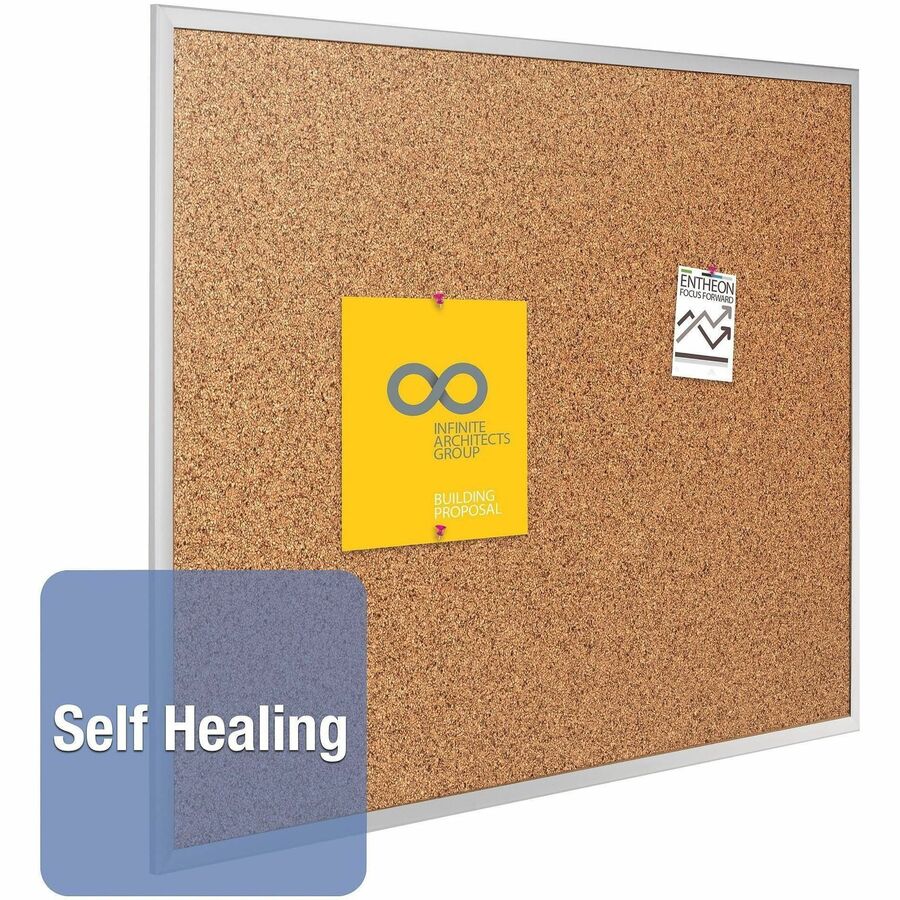Classic Series Cork Bulletin Board, 96 x 48, Tan Surface, Silver Anodized Aluminum Frame