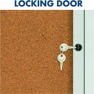 Enclosed Indoor Cork Bulletin Board with Three Hinged Doors, 72 x 36, Tan Surface, Silver Aluminum Frame