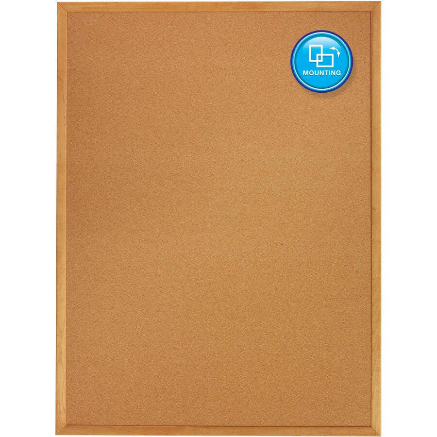 Quartet Classic Series Cork Bulletin Board - 24" Height x 18" Width - Brown Natural Cork Surface - Self-healing, Flexible, Durable - Oak Frame - 1 Each - 