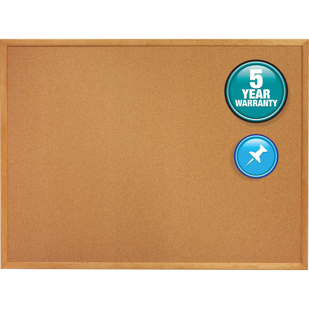 Quartet Classic Series Cork Bulletin Board - 24" Height x 18" Width - Brown Natural Cork Surface - Self-healing, Flexible, Durable - Oak Frame - 1 Each - 