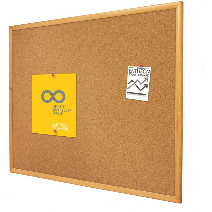 Quartet Classic Series Cork Bulletin Board - 24" Height x 18" Width - Brown Natural Cork Surface - Self-healing, Flexible, Durable - Oak Frame - 1 Each - 