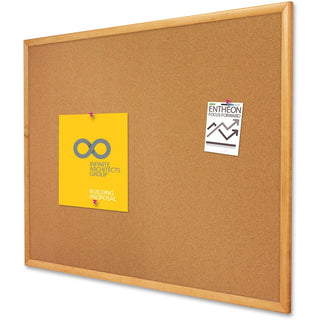 Classic Series Cork Bulletin Board, 36 x 24, Tan Surface, Oak Fiberboard Frame