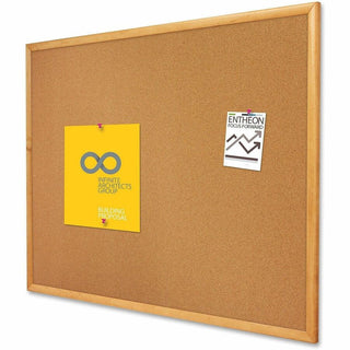 Quartet Classic Series Cork Bulletin Board - 36" Height x 48" Width - Brown Natural Cork Surface - Self-healing, Flexible, Durable - Oak Frame - 1 Each