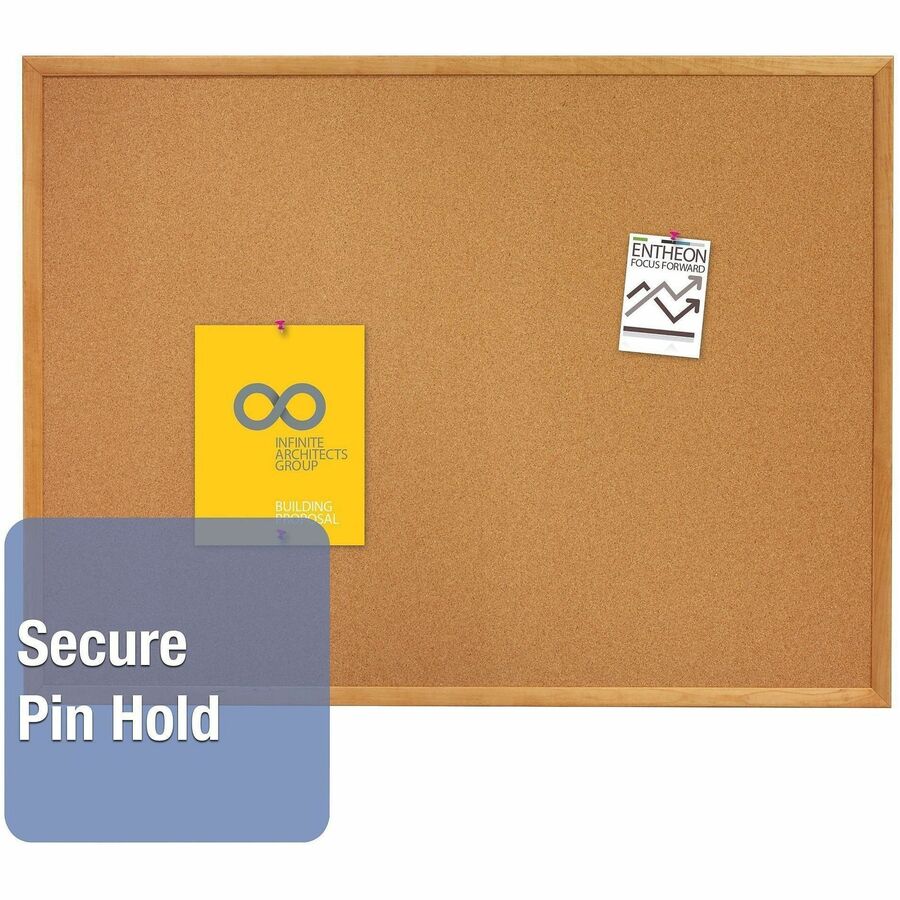 Quartet Classic Series Cork Bulletin Board - 36" Height x 48" Width - Brown Natural Cork Surface - Self-healing, Flexible, Durable - Oak Frame - 1 Each