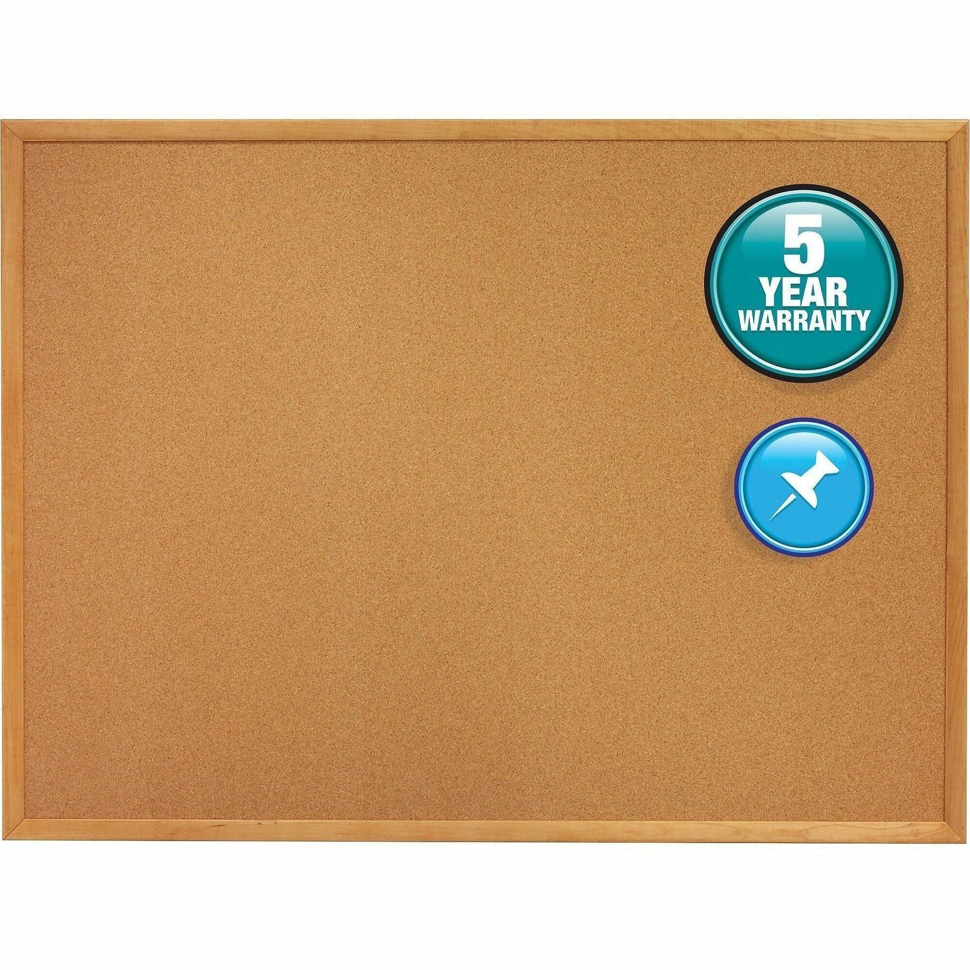 Quartet Classic Series Cork Bulletin Board - 36" Height x 48" Width - Brown Natural Cork Surface - Self-healing, Flexible, Durable - Oak Frame - 1 Each