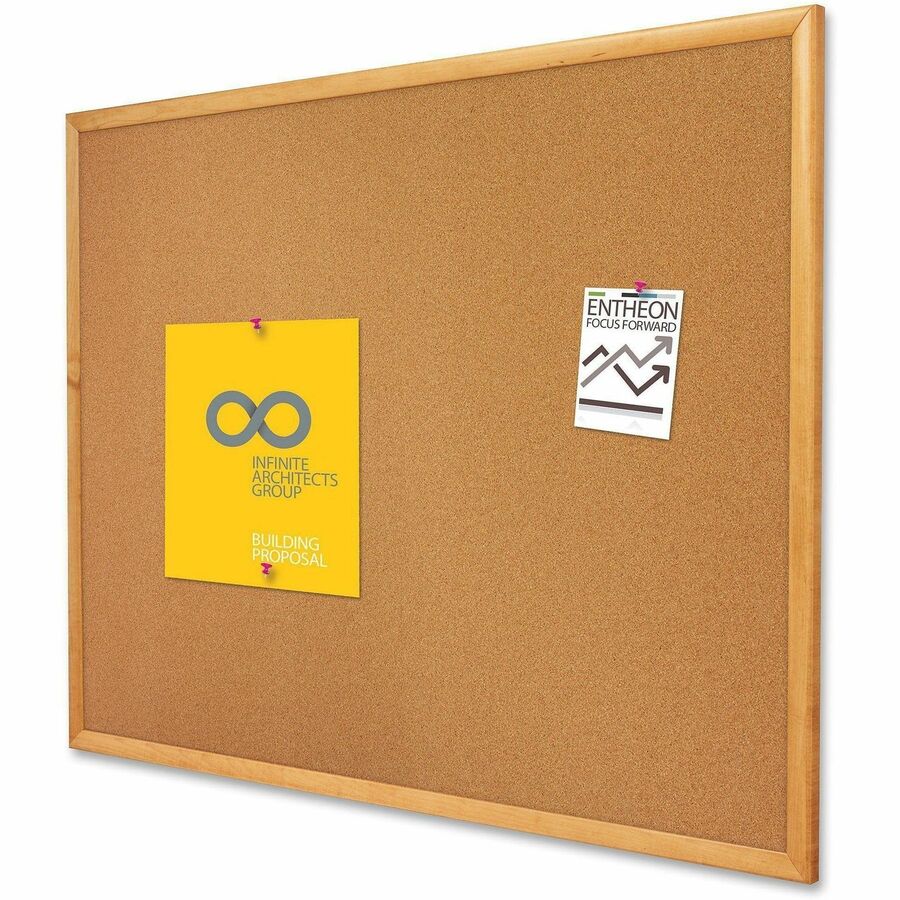 Quartet Classic Series Cork Bulletin Board - 48" Height x 72" Width - Brown Natural Cork Surface - Self-healing, Flexible, Durable - Oak Frame - 1 Each