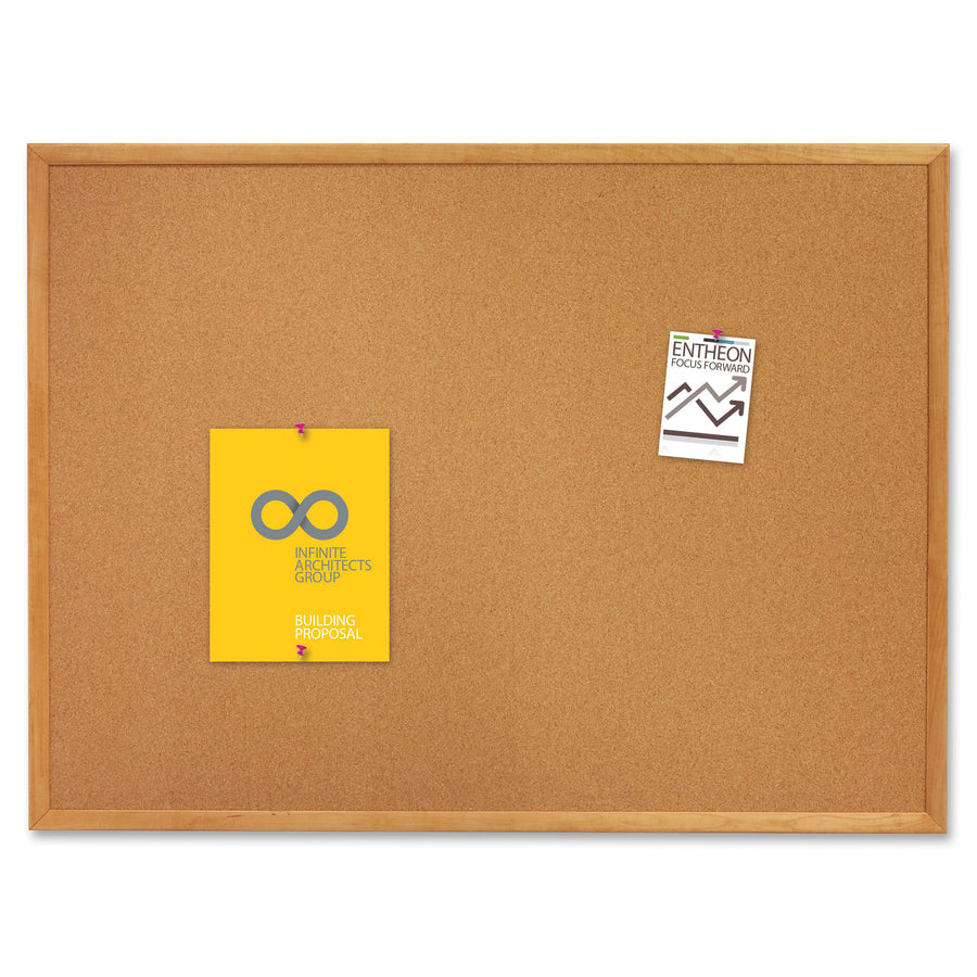 Quartet Classic Series Cork Bulletin Board - 48" Height x 72" Width - Brown Natural Cork Surface - Self-healing, Flexible, Durable - Oak Frame - 1 Each - 
