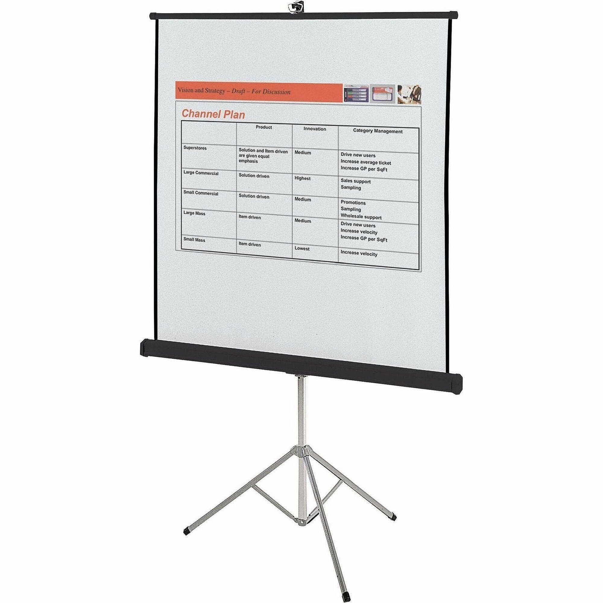 Portable Tripod Projection Screen, 60 x 60, White Matte Finish