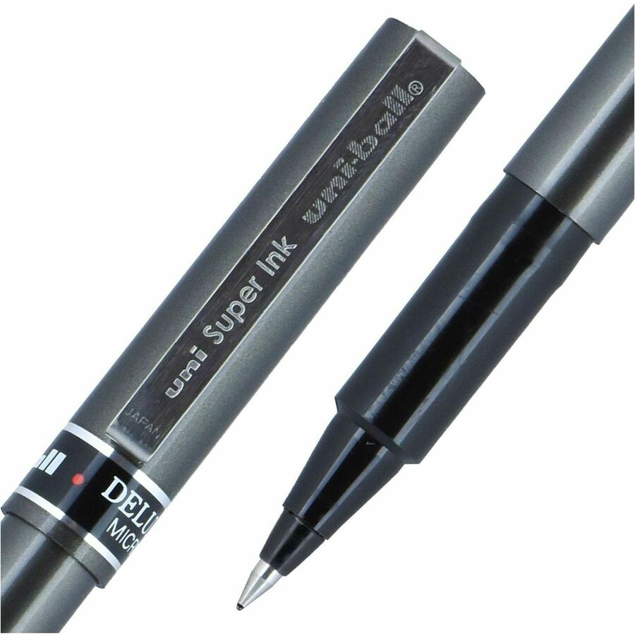 Deluxe Roller Ball Stick Waterproof Pen, Black Ink, Micro, Dozen, Sold as 1 Dozen
