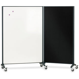 Quartet Motion Room Divider - 48" (4 ft) Width x 72" (6 ft) Height - White Porcelain Surface - Graphite Metal Frame - Magnetic - 1 Each