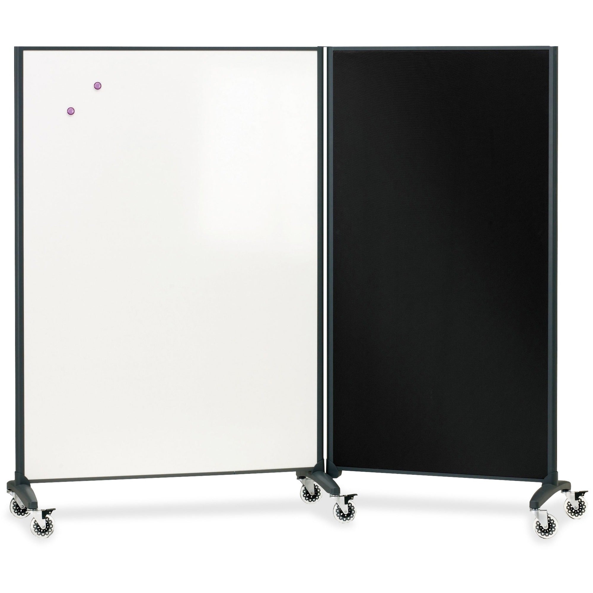 Quartet Motion Room Divider - 48" (4 ft) Width x 72" (6 ft) Height - White Porcelain Surface - Graphite Metal Frame - Magnetic - 1 Each