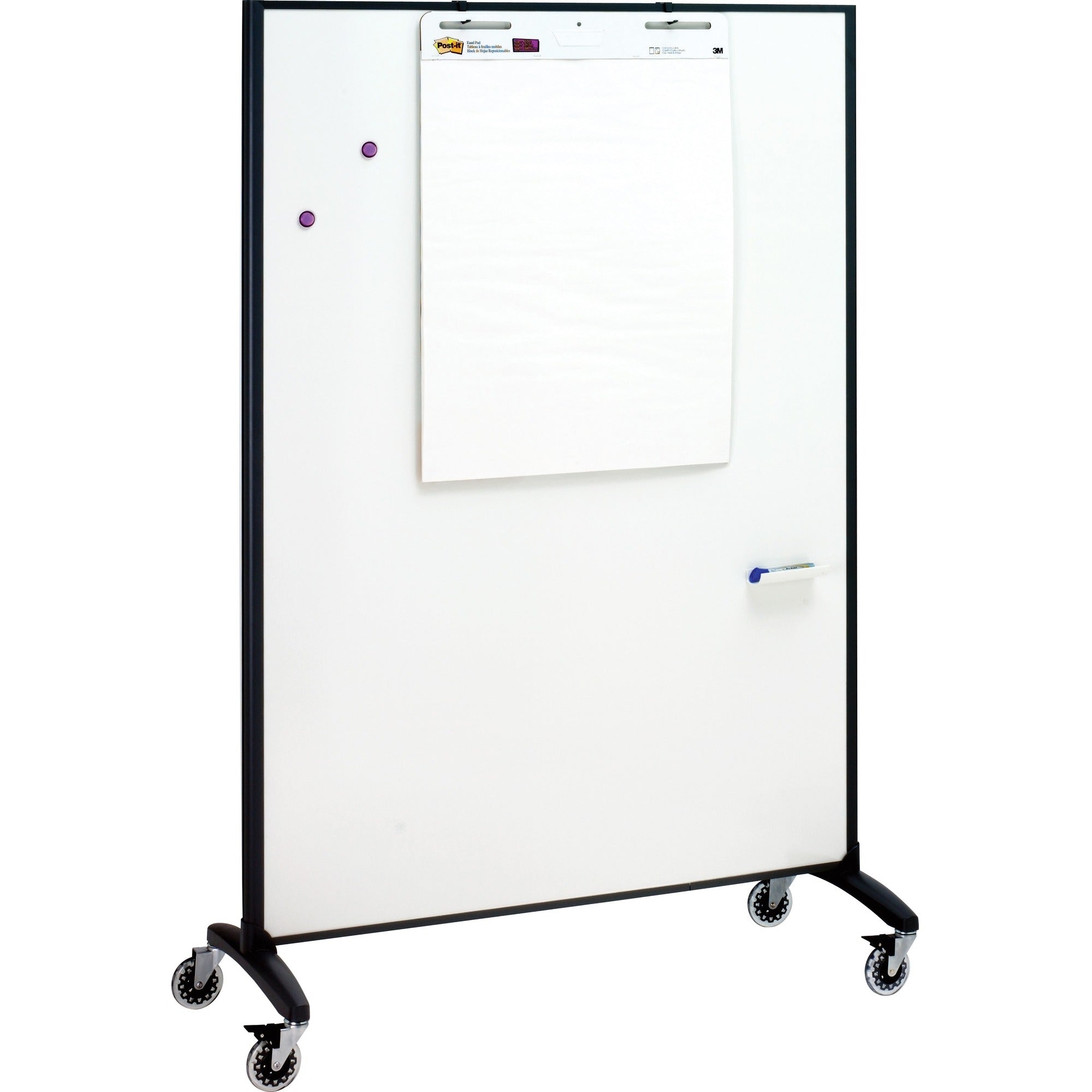 quartet-motion-room-divider-48-4-ft-width-x-72-6-ft-height-white-porcelain-surface-graphite-metal-frame-magnetic-1-each_qrt6640mb - 1