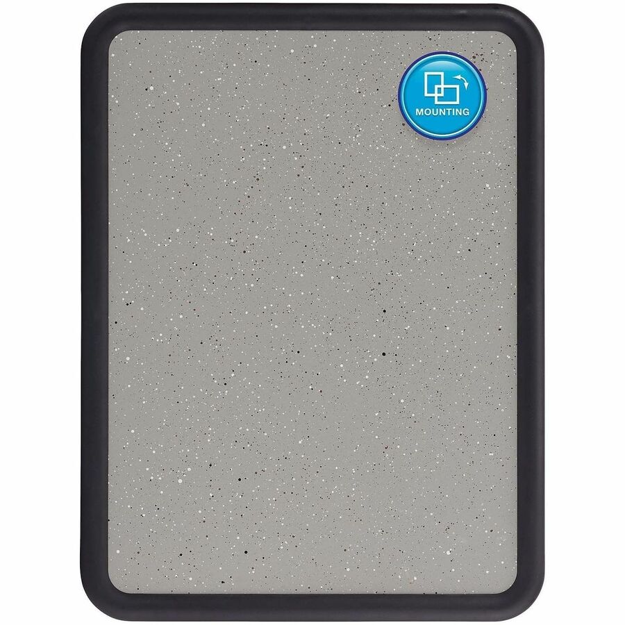 Contour Granite Board, 48 x 36, Granite Gray Surface, Black Plastic Frame