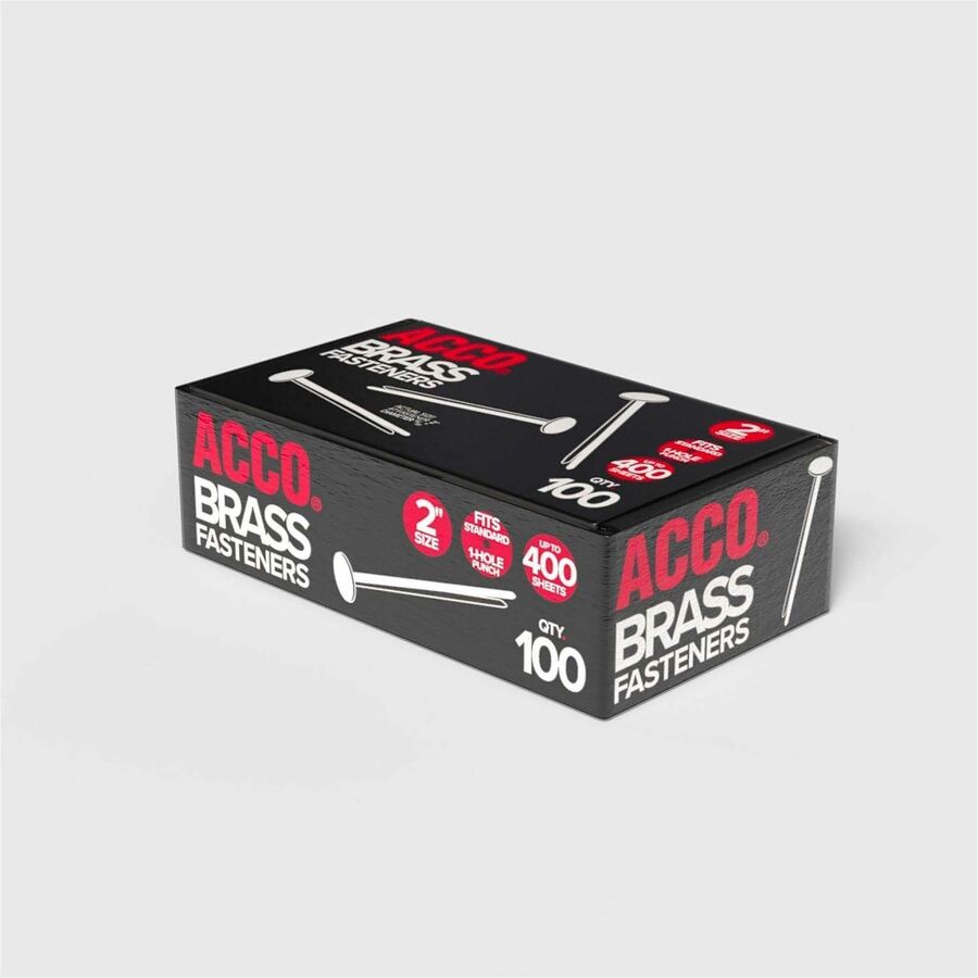 #7 Brass Prong Paper Fasteners, 2" Capacity, Brass, 100/Box