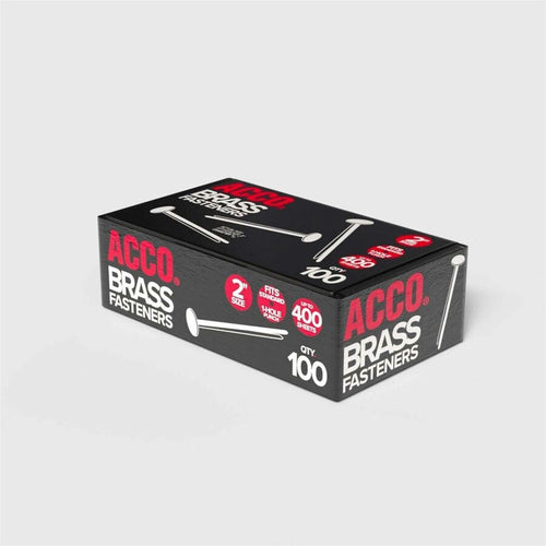 #7 Brass Prong Paper Fasteners, 2" Capacity, Brass, 100/Box