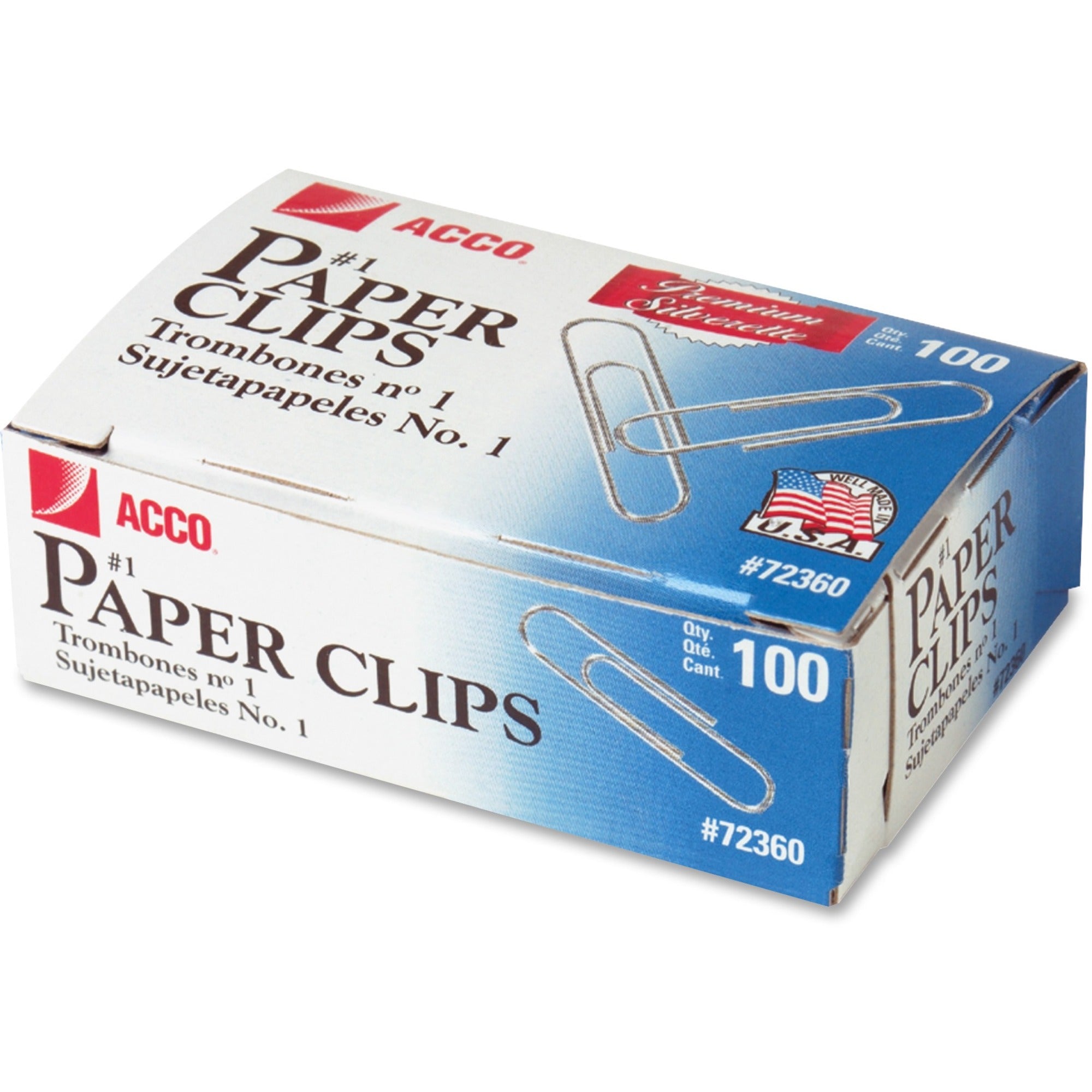 acco-premium-paper-clips-no-1-10-sheet-capacity-galvanized-corrosion-resistant-10-pack-silver-metal-zinc-plated_acc72360 - 1