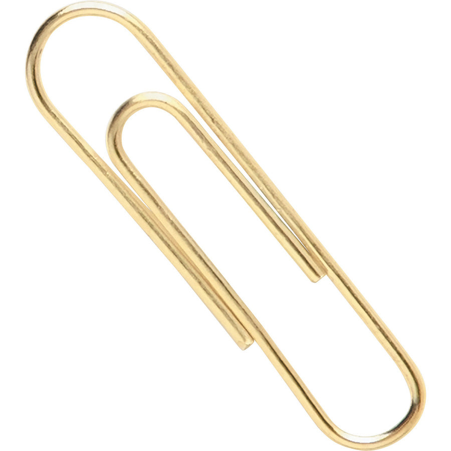 Gold Tone Paper Clips, Jumbo, Smooth, Gold, 50/Box