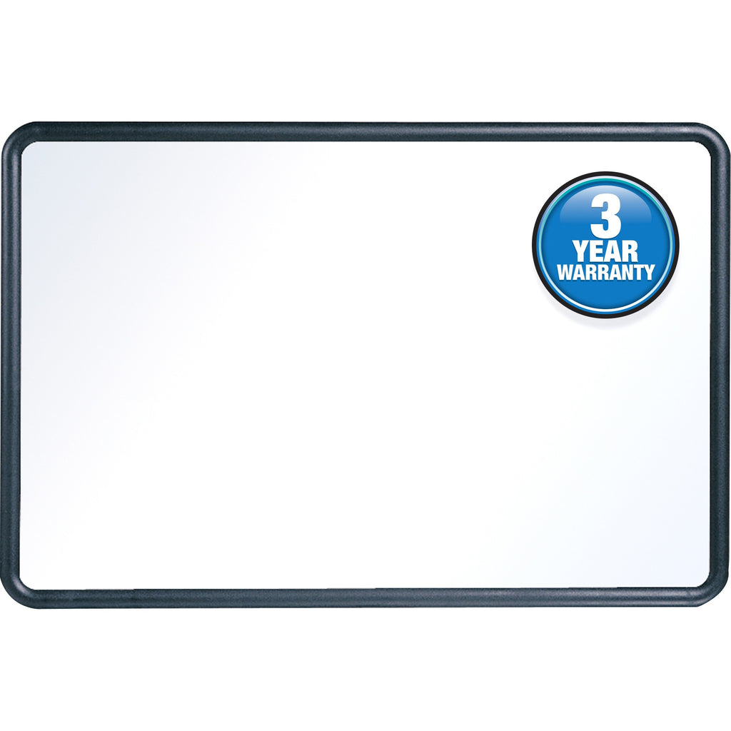 Quartet Contour Whiteboard - 36" (3 ft) Width x 24" (2 ft) Height - White Melamine Surface - Black Plastic Frame - Rectangle - Horizontal/Vertical - 1 Each - 