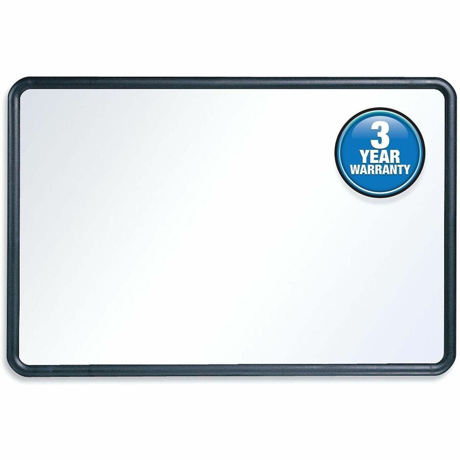 Quartet Contour Whiteboard - 36" (3 ft) Width x 24" (2 ft) Height - White Melamine Surface - Black Plastic Frame - Rectangle - Horizontal/Vertical - 1 Each