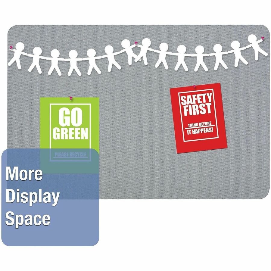 Quartet Oval Office Bulletin Board - 36" Height x 48" Width - Light Blue Fabric Surface - Frameless, Flexible - 1 Each