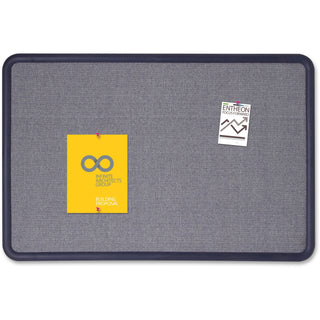 Contour Fabric Bulletin Board, 48 x 36, Light Blue Surface, Navy Blue Plastic Frame