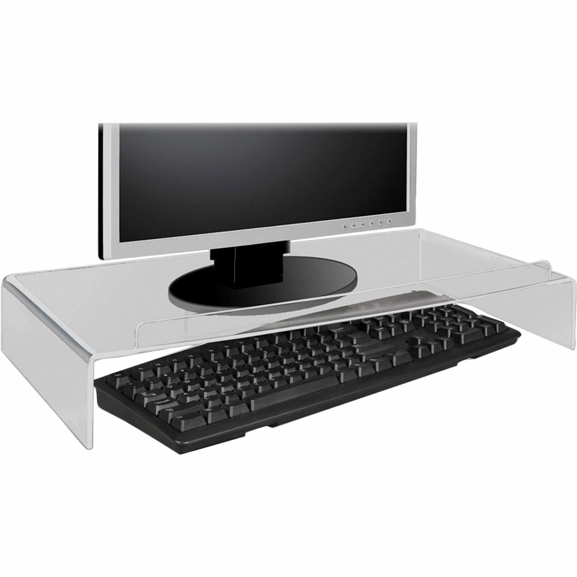 Kantek Acrylic Monitor Stand with Keyboard Storage - Up to 19" Screen Support - 50 lb Load Capacity - CRT Display Type Supported21.3" Width - Desktop - Acrylic - Clear - 