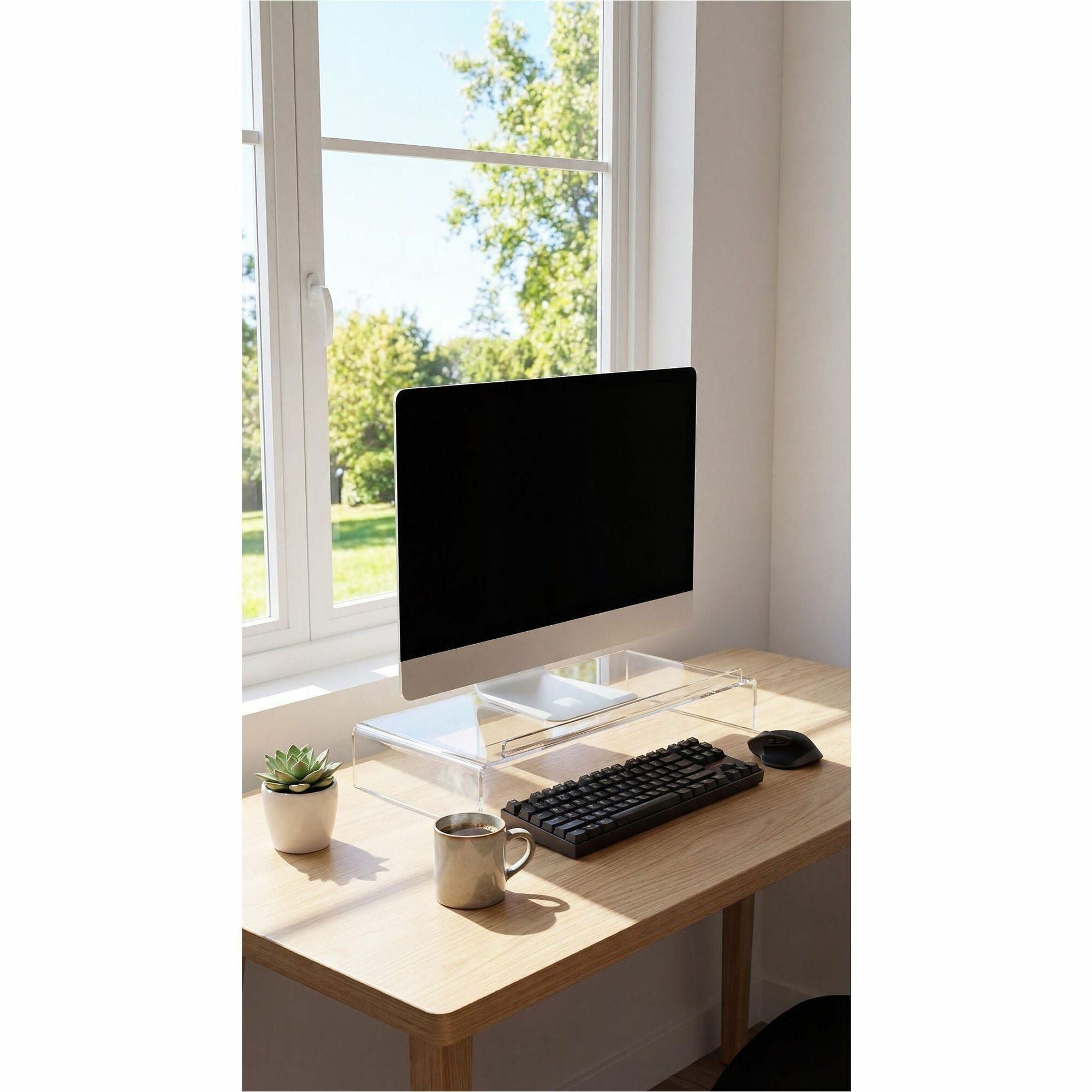 Kantek Acrylic Monitor Stand with Keyboard Storage - Up to 19" Screen Support - 50 lb Load Capacity - CRT Display Type Supported21.3" Width - Desktop - Acrylic - Clear