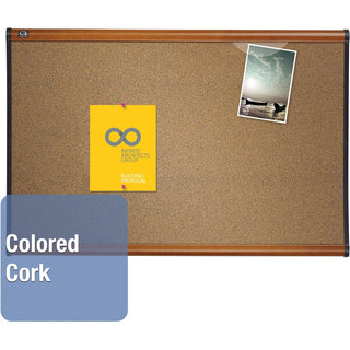 Prestige Colored Cork Bulletin Board, 48 x 36, Brown Surface, Light Cherry Fiberboard/Plastic Frame