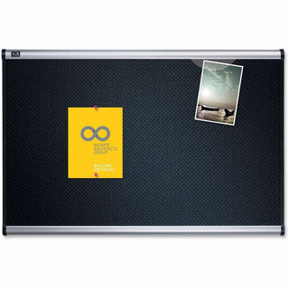 Prestige Black Embossed Foam Bulletin Board, 48 x 36, Black Surface, Silver Aluminum/Plastic Frame