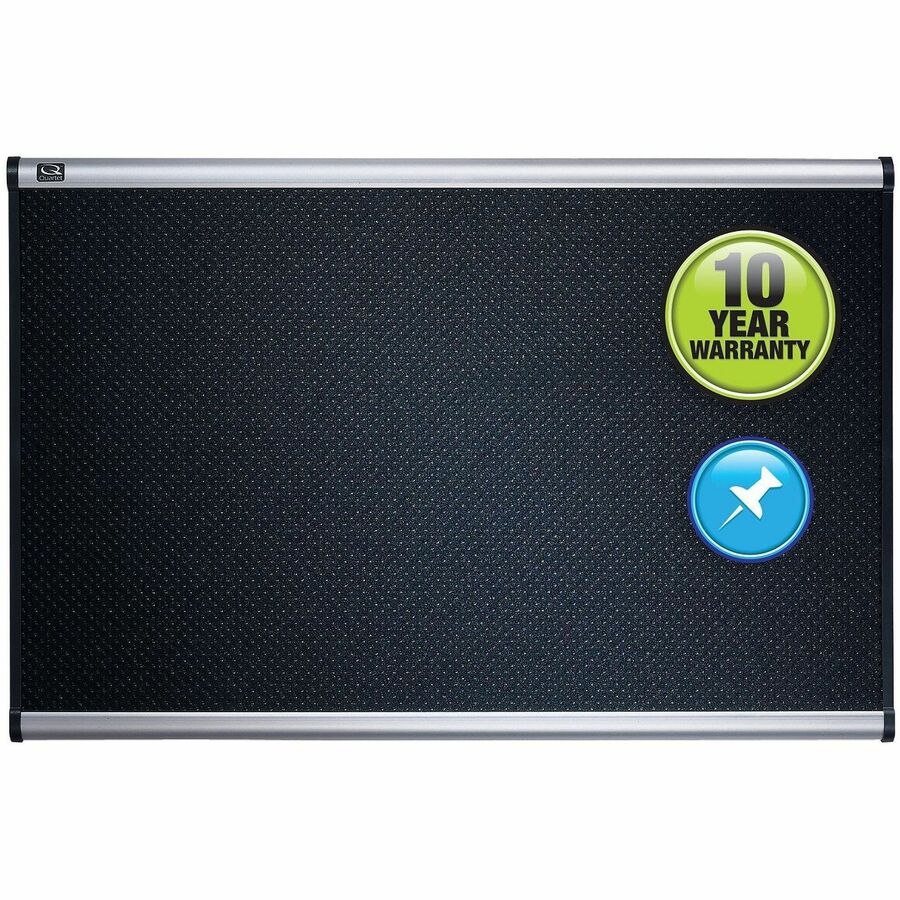 Prestige Black Embossed Foam Bulletin Board, 48 x 36, Black Surface, Silver Aluminum/Plastic Frame