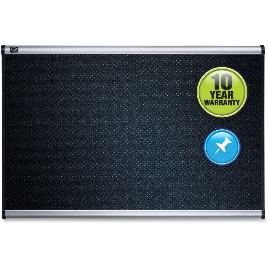 Prestige Black Embossed Foam Bulletin Board, 48 x 36, Black Surface, Silver Aluminum/Plastic Frame