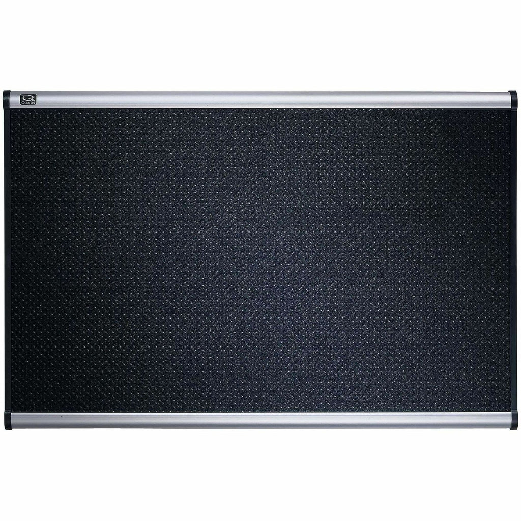 Prestige Black Embossed Foam Bulletin Board, 48 x 36, Black Surface, Silver Aluminum/Plastic Frame