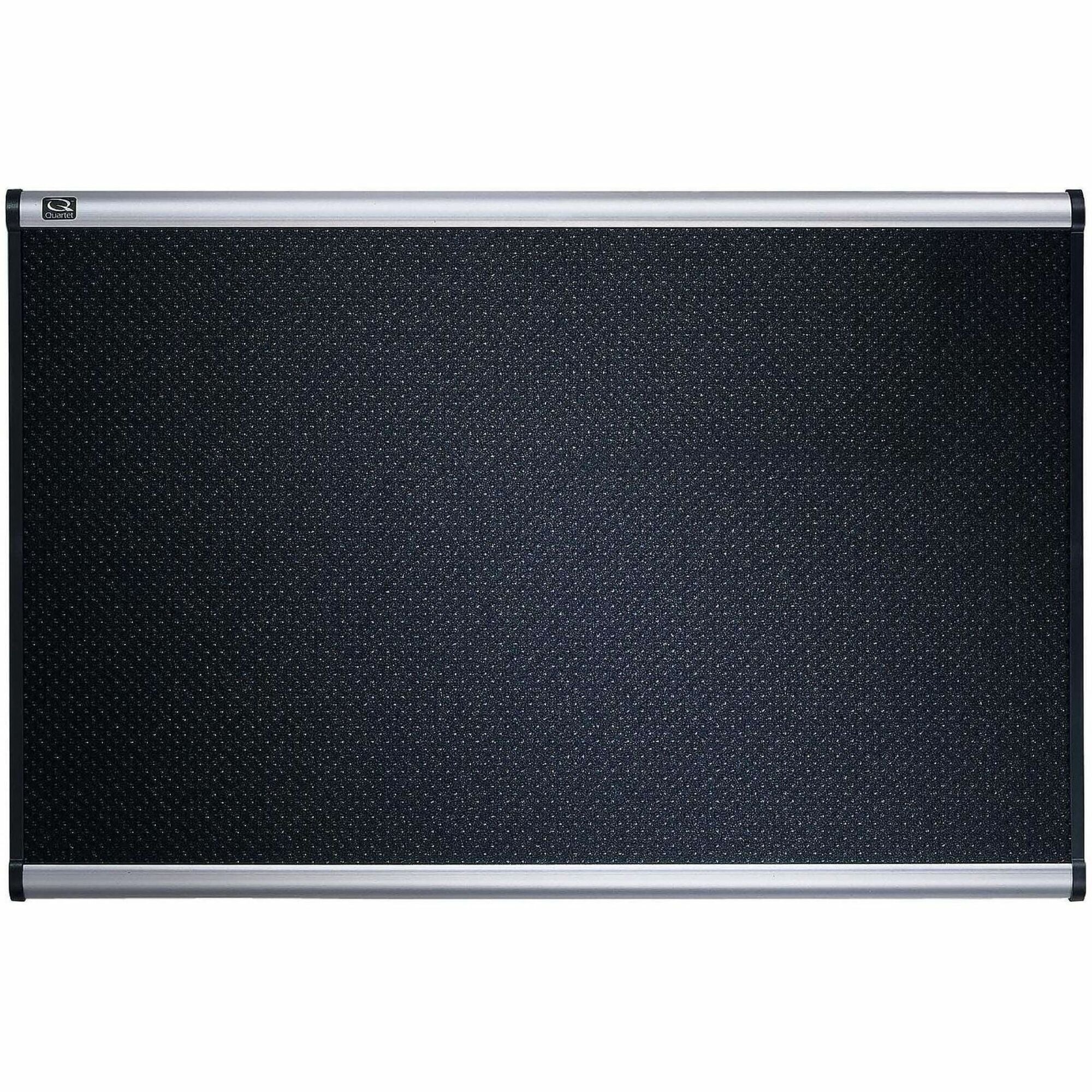 Prestige Black Embossed Foam Bulletin Board, 48 x 36, Black Surface, Silver Aluminum/Plastic Frame