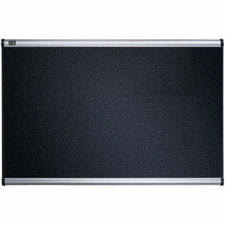 Prestige Black Embossed Foam Bulletin Board, 48 x 36, Black Surface, Silver Aluminum/Plastic Frame
