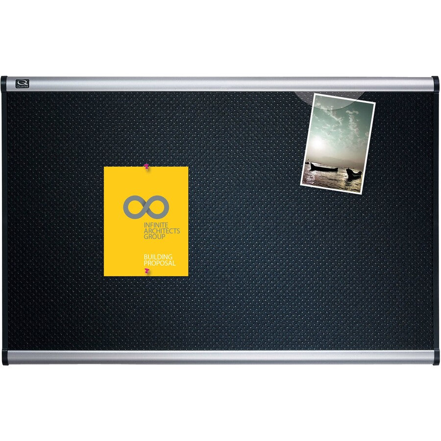 Prestige Embossed Foam Bulletin Board, 72 x 48, Black Surface, Silver Aluminum Frame