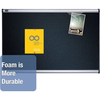 Prestige Embossed Foam Bulletin Board, 72 x 48, Black Surface, Silver Aluminum Frame