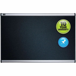 Prestige Euro-Style Embossed Foam Bulletin Board, 48 x 34.44, Black Surface, Euro Titanium Aluminum Frame