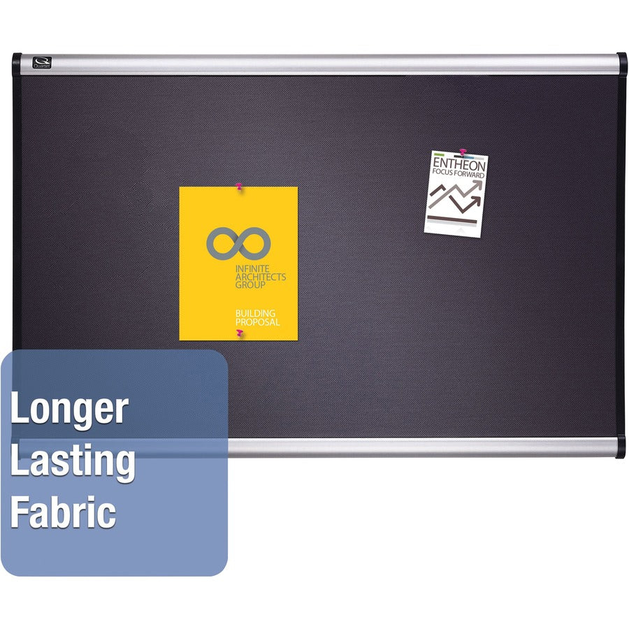 Quartet Prestige Diamond Mesh Bulletin Board - 36" Height x 48" Width - Gray Fabric Surface - Self-healing, Fade Resistant - Silver Aluminum Frame - 1 Each - 
