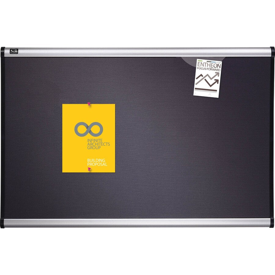 Quartet Prestige Diamond Mesh Bulletin Board - 36" Height x 48" Width - Gray Fabric Surface - Self-healing, Fade Resistant - Silver Aluminum Frame - 1 Each - 