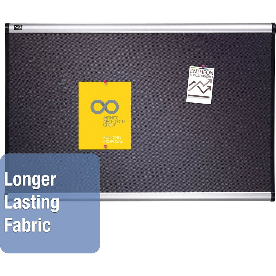 Quartet Prestige Diamond Mesh Bulletin Board - 36" Height x 48" Width - Gray Fabric Surface - Self-healing, Fade Resistant - Silver Aluminum Frame - 1 Each - 