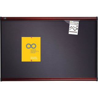 Quartet Prestige Diamond Mesh Bulletin Board - 36" Height x 48" Width - Gray Fabric Surface - Self-healing, Fade Resistant - Mahogany Frame - 1 Each