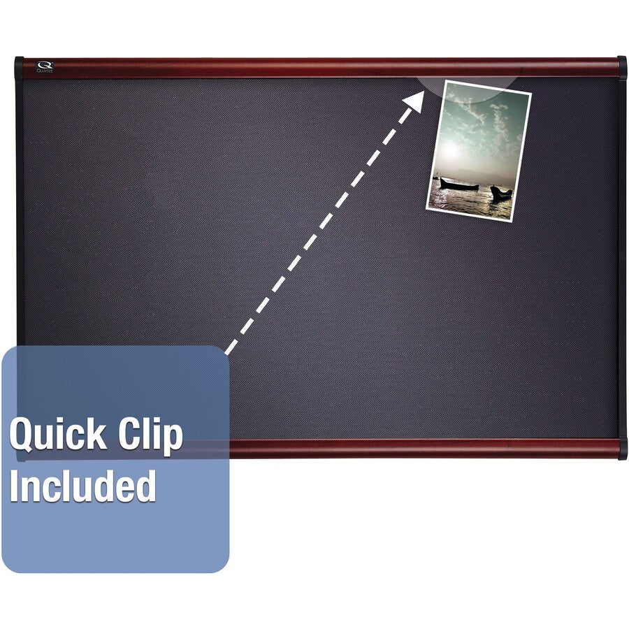 Quartet Prestige Diamond Mesh Bulletin Board - 36" Height x 48" Width - Gray Fabric Surface - Self-healing, Fade Resistant - Mahogany Frame - 1 Each