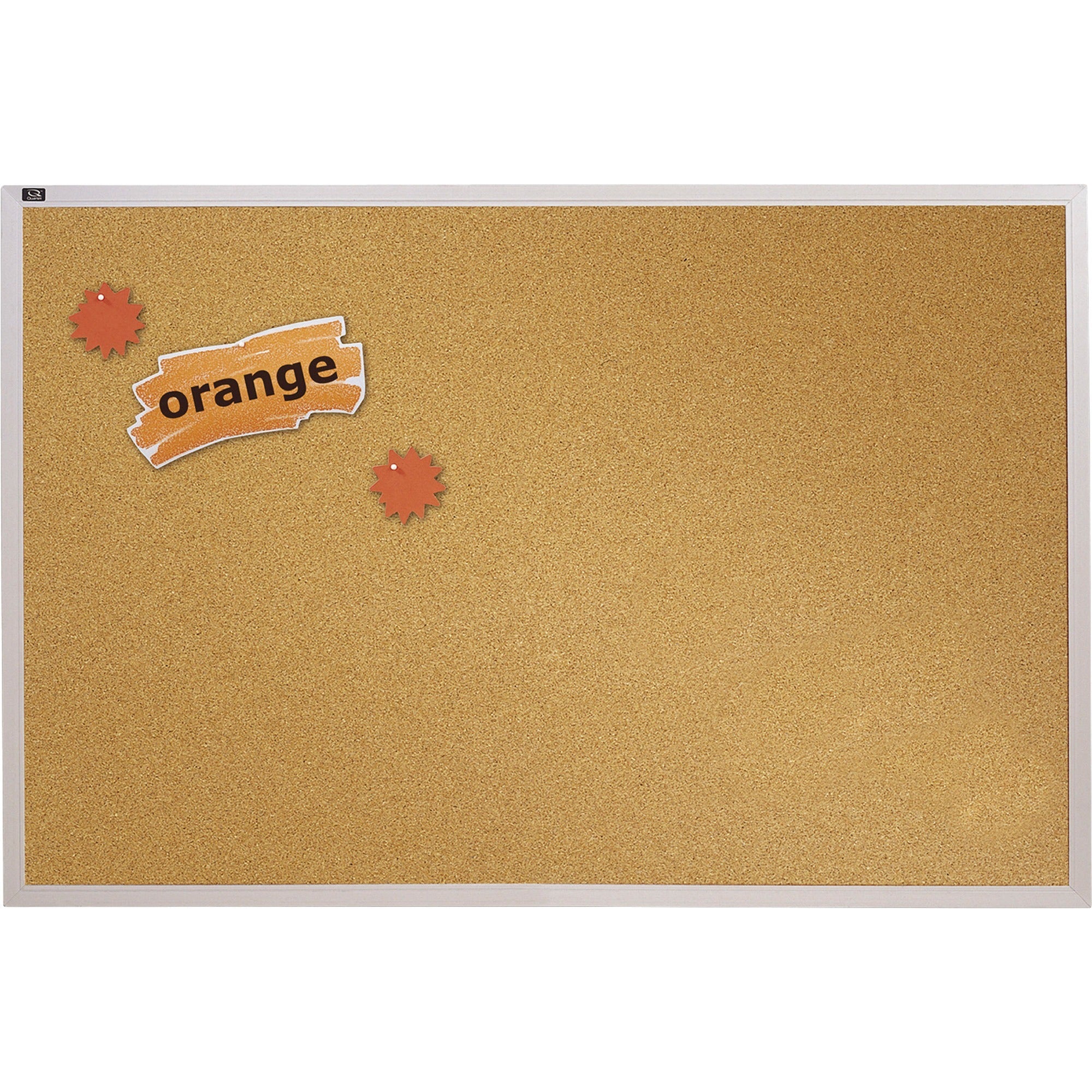 Quartet Bulletin Board - 48" Height x 96" Width - Brown Natural Cork Surface - Silver Aluminum Frame - 1 Each - 