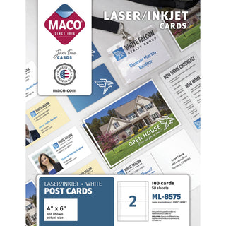 Unruled Microperforated Laser/Inkjet Post Cards, 4 x 6, White, 100 Cards, 2 Cards/Sheet, 50 Sheets/Box